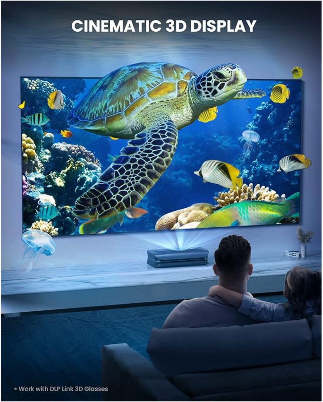 AWOL VISION LTV-2500 4K UHD Ultra Short Throw Triple Laser Projector with Dolby Vision & Atmos, Active 3D, 150", 2600 Peak Lumens, HDR10+, UST Laser TV Projector (Fire TV Stick 4K Max included)